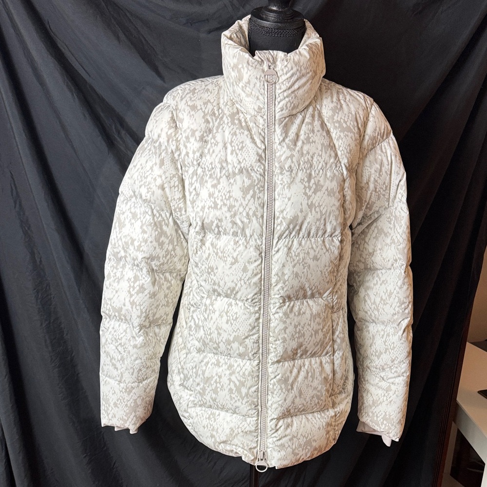 Athleta White Patterned Puffer Jacket - image 1
